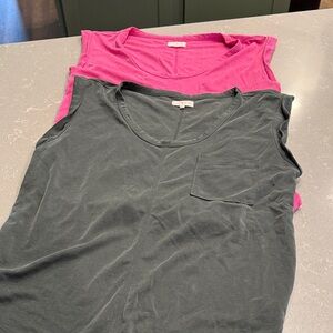Two Lou & Grey Black and Pink Tank Tops